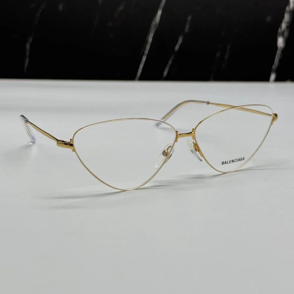 NEW BALENCIAGA BB0015O 003 CAT EYE GOLD WOMEN EYEGLASSES BALENCIAGA